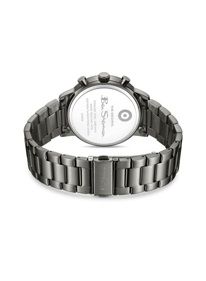 Ben Sherman Nottingham Black Dial Black Stainless Steel Bracelet Chronograph Watch for Men, 44mm - Image 3