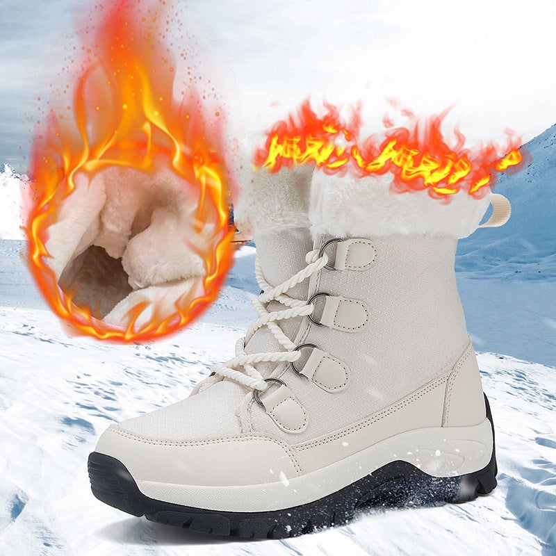 New Winter Snow Boots For Men And Women, Cotton Shoes For Couples, Velvet Thickeneded Warm Shoes, Wear-Resistant, Non-Slip Outdoor Hiking Boots - Image 5