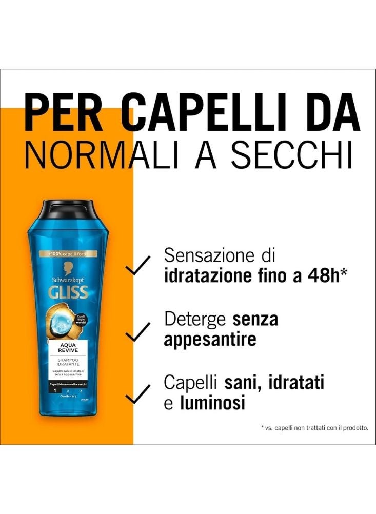 Schwarzkopf Gliss Aqua Revive Shampoo – Hydrating Formula for Dry Hair - Image 3