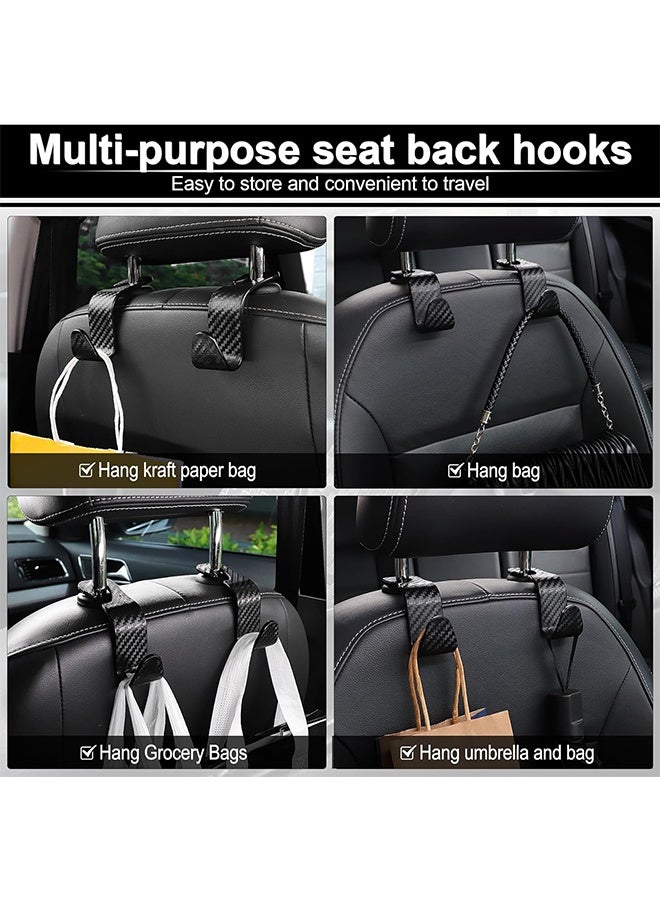 Car Purse Hook, 4 Pack Universal Auto Seat Headrest Hook Hangers Organizer for Coats, Umbrellas, Groceries - Carbon Fiber Black - Image 5