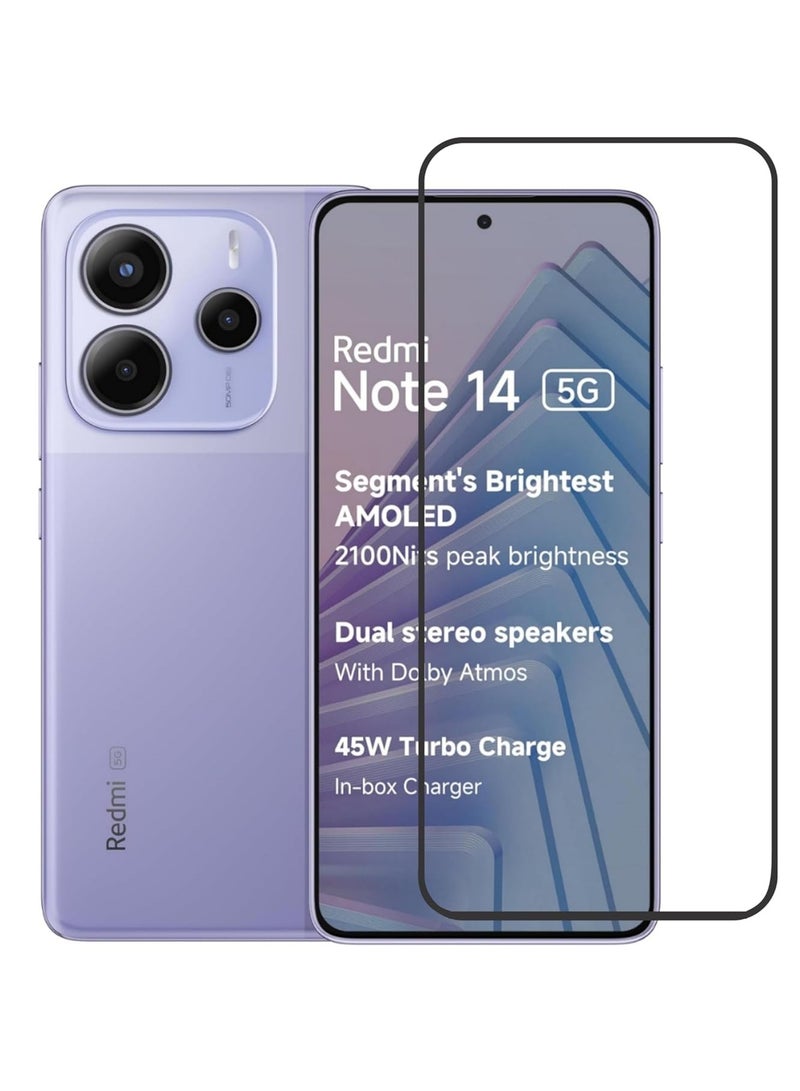 واقي شاشة من الزجاج المقسى لهاتف Xiaomi Redmi Note 14 5G تغطية كاملة للشاشة زجاج صلابة 9H مضاد لبصمات الأصابع ومقاوم للخدش HD شفاف لـ Redmi Note 14 5G - Image 1