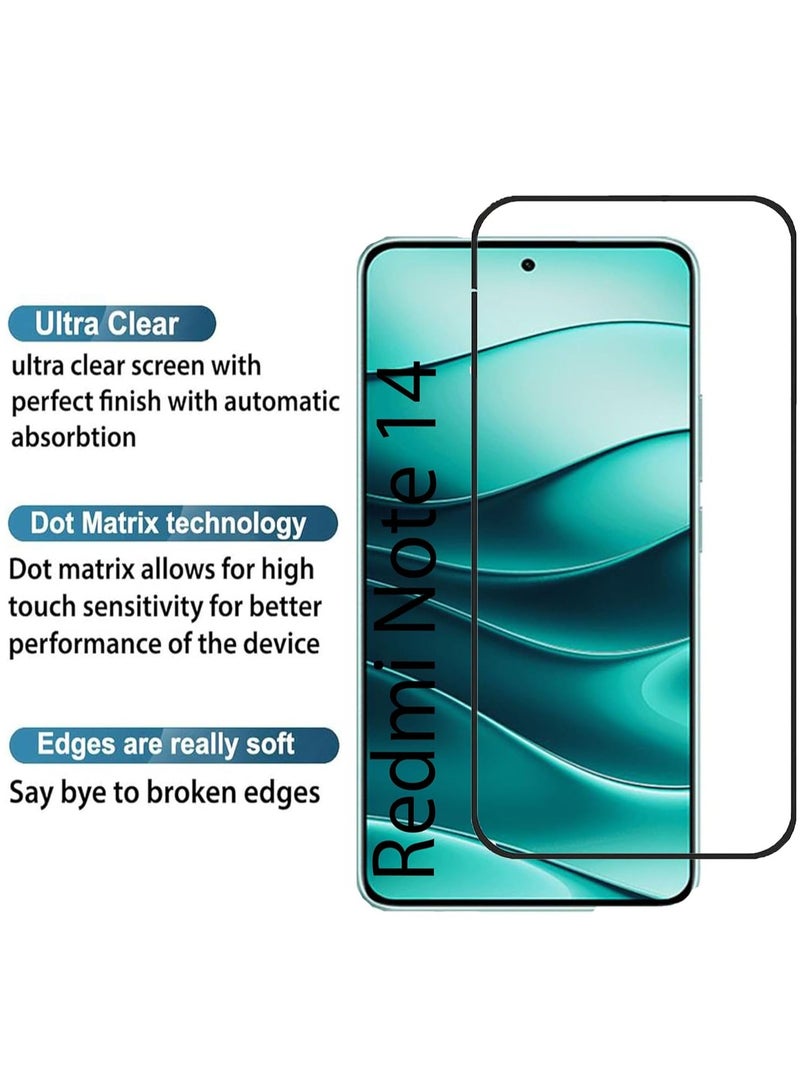 واقي شاشة من الزجاج المقسى لهاتف Xiaomi Redmi Note 14 5G تغطية كاملة للشاشة زجاج صلابة 9H مضاد لبصمات الأصابع ومقاوم للخدش HD شفاف لـ Redmi Note 14 5G - Image 5