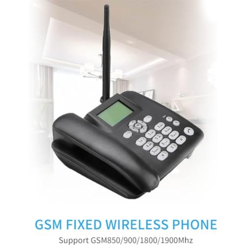 هاتف لاسلكي ثابت 4G يدعم هاتف سطح المكتب 850/900/1800/1900 ميجا هرتز GSM بطاقة هاتف لاسلكي مع ساعة منبه راديو ووظيفة الرسائل القصيرة للمنزل ومركز الاتصال والمكتب والشركة والفندق - Image 4