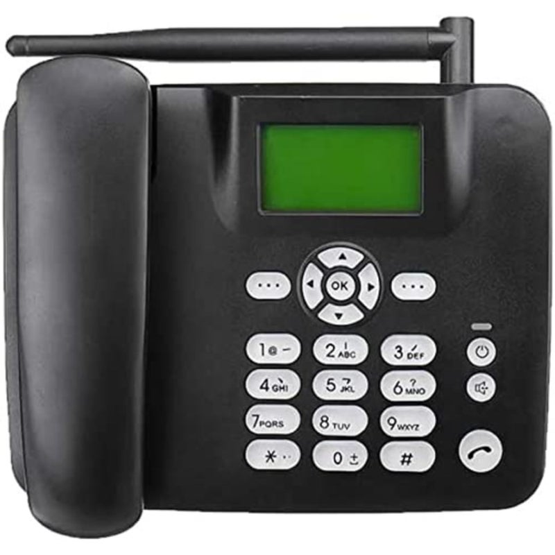 هاتف لاسلكي ثابت 4G يدعم هاتف سطح المكتب 850/900/1800/1900 ميجا هرتز GSM بطاقة هاتف لاسلكي مع ساعة منبه راديو ووظيفة الرسائل القصيرة للمنزل ومركز الاتصال والمكتب والشركة والفندق - Image 1