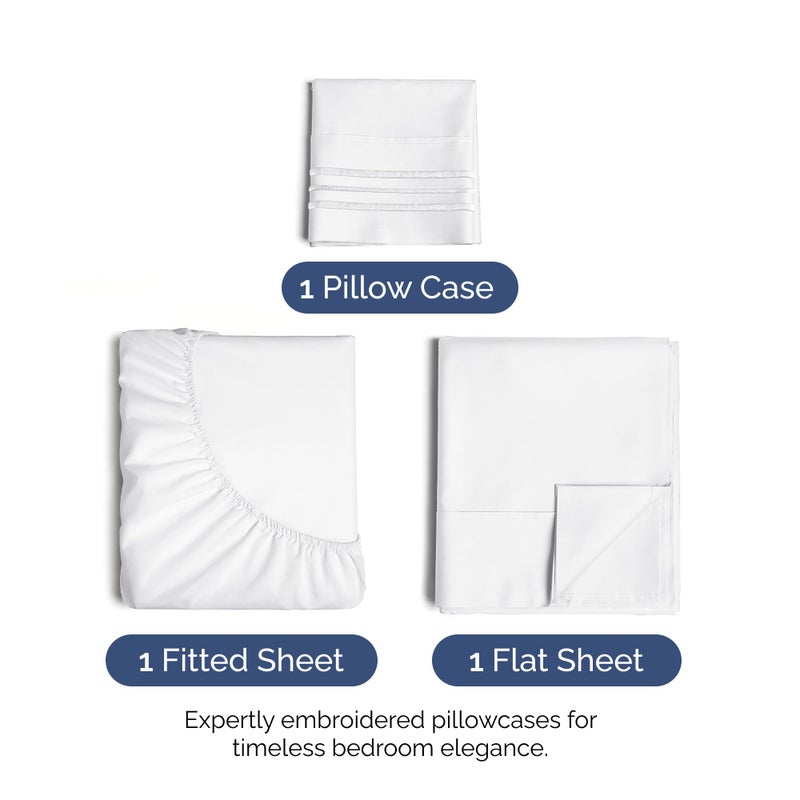 Twin Size 3 Piece Sheet Set - Extra Soft  Breathable And Cooling Sheets - Hotel Luxury Durable Bed Sheets for Women & Men - Deep Pockets  Easy-Fit & Wrinkle-Free Sheets - Bright White Oeko-Tex Sheets