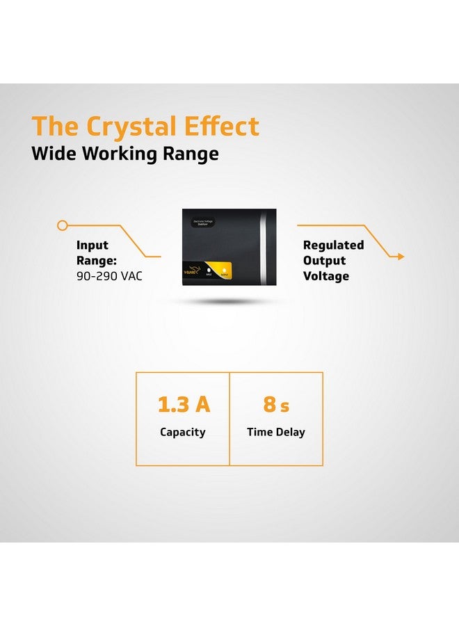 V-Guard Mini Crystal Supreme TV Stabilizer | Applicable for Smart TV's up to 82cm(32') +Set Top Box |1.3 Ampere Capacity |LED Indicator| 3 Year Warranty | Black - Image 4