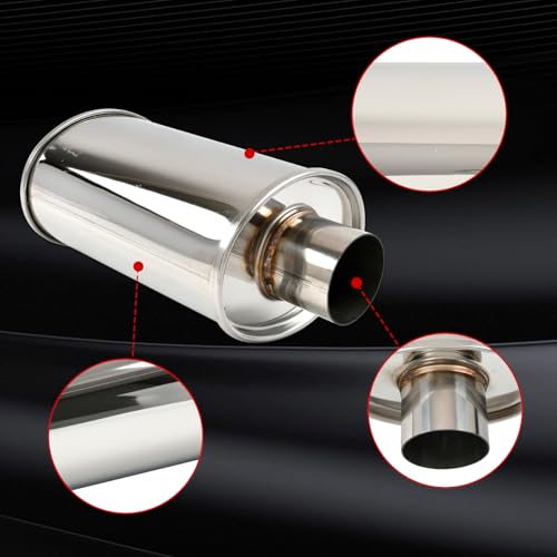BIGREAT 2.5'' Inch Ultra Quiet Resonator,2.5" Inlet 2.5" Outlet Exhaust Resonator,13.8" Overall Length Performance Muffler Resonator T304 Stainless Steel Universal Fitment - Image 4