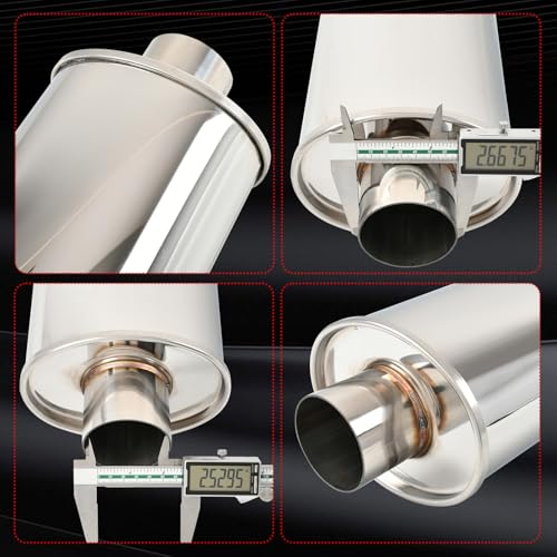 BIGREAT 2.5'' Inch Ultra Quiet Resonator,2.5" Inlet 2.5" Outlet Exhaust Resonator,13.8" Overall Length Performance Muffler Resonator T304 Stainless Steel Universal Fitment - Image 3