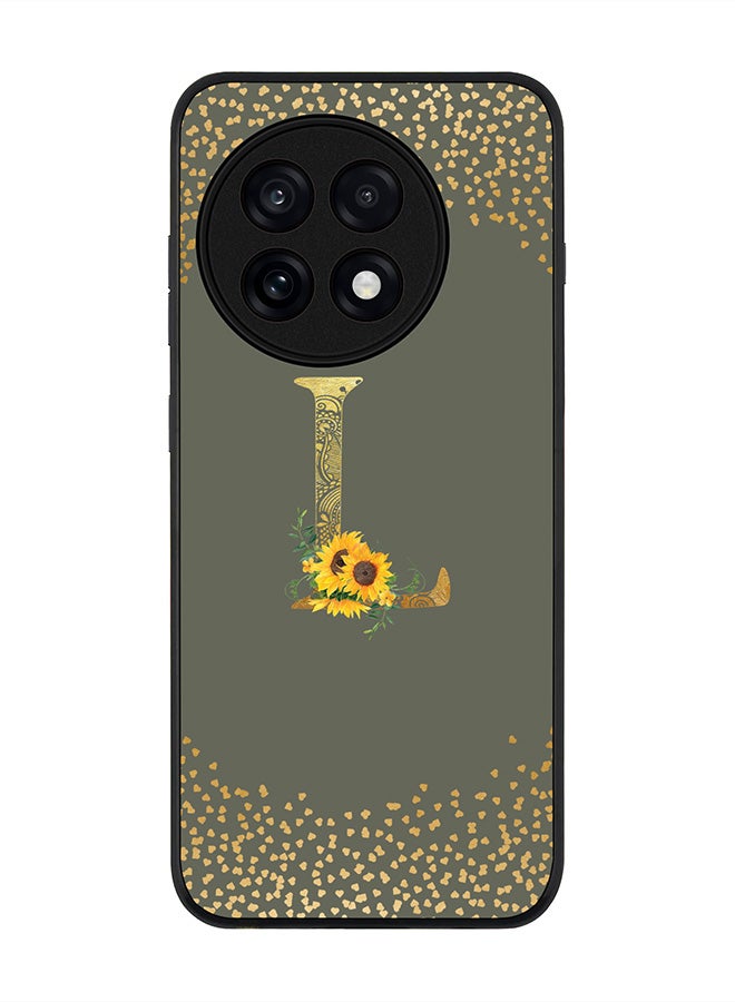 Stylizedd For OnePlus 13R / Ace 5 Pro Case,Slim fit Camera Protection, Shockproof Thin Phone cover  - Custom Floral Monogram - L  (Olive Green )