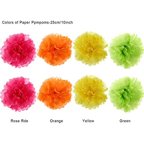 Zonon 16 Pieces Fiesta Party Decorations Hispanic Heritage Month Decorations, 1 Serape Table Runner, 6 Colorful Paper Fans Round Wheel Disc, 8 Pom Poms Flowers, 1 Felt Papel Picado Banner for Cinco De Mayo - Image 4