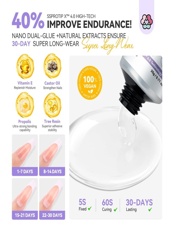 SAVILAND Solid Nail Glue Gel: 30-Day Lasting Strong Adhesive Glues for Press On Nails - SSProTip X Professional Gel Nail Glue, 20g U V Curing Formula, Quick Cure Home & Salon Use - Image 5