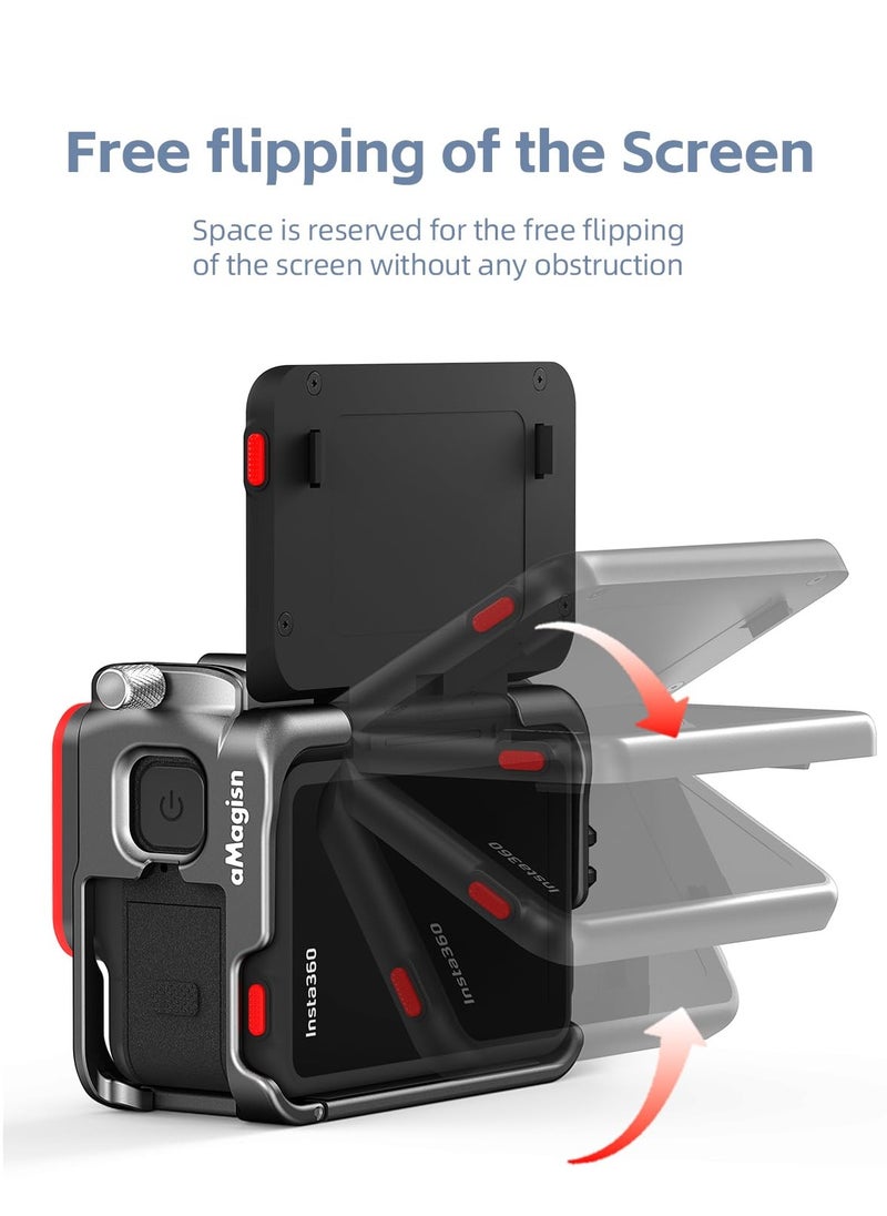 Generic - 360 Ace Series Aluminum Frame Cage with Silicone Lens Case for Insta360 Ace/Ace Pro, Durable Metal Housing with Cold Shoe Mount, Compatible with Official Pivot Stand Mount. - Image 1