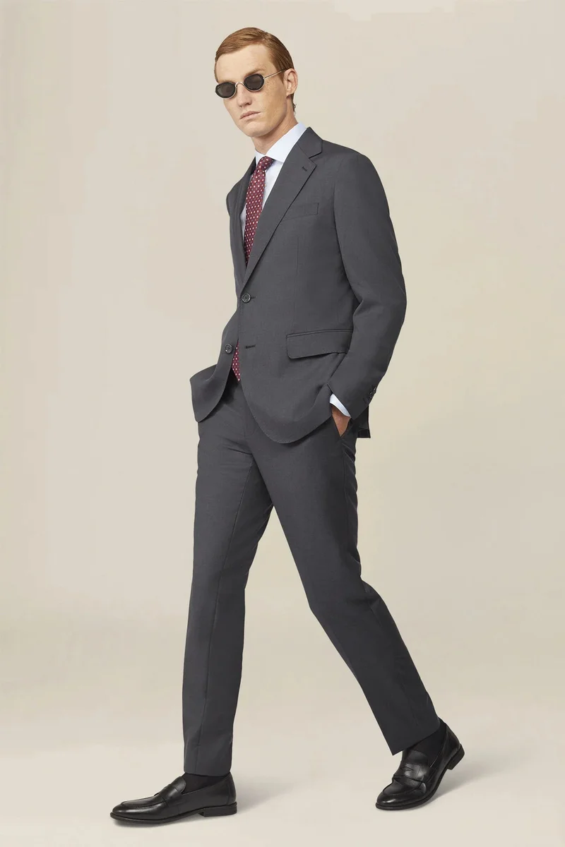 دوبل غانغر Men's single breasted blazer - DK Grey