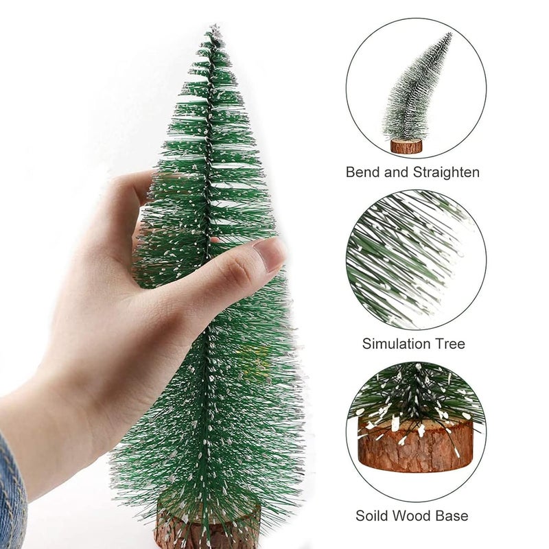 Desi Festival Desi Festival Green Artificial Frosted Christmas Tree with Wooden Base Mini Xmas Pine Tree Christmas Tree for Table Top Home Living Room Office Church Miniature Decoration Items 25 cm  - Image 3