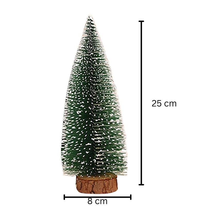 Desi Festival Desi Festival Green Artificial Frosted Christmas Tree with Wooden Base Mini Xmas Pine Tree Christmas Tree for Table Top Home Living Room Office Church Miniature Decoration Items 25 cm  - Image 4