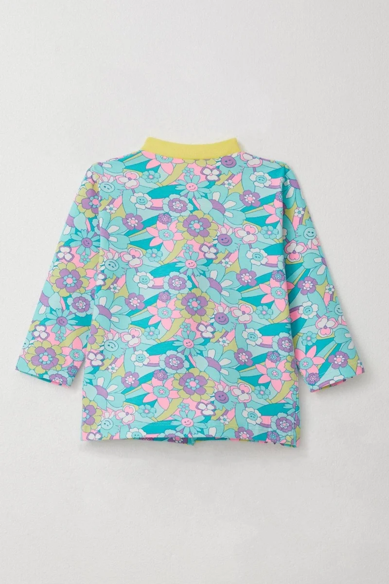 بريز Baby Girl Bodysuit 3 Piece Set Spring Themed Floral Patterned 4 Months-1 Years, Aqua Green