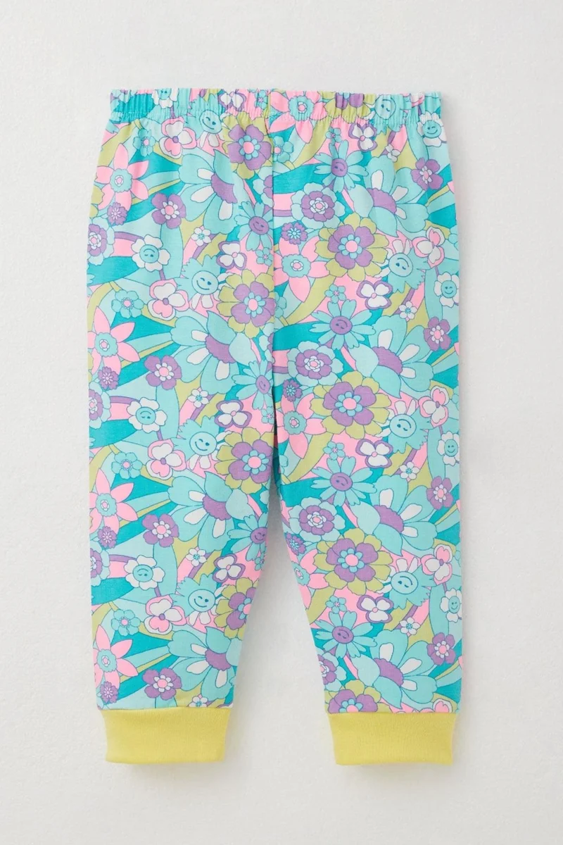 بريز Baby Girl Bodysuit 3 Piece Set Spring Themed Floral Patterned 4 Months-1 Years, Aqua Green