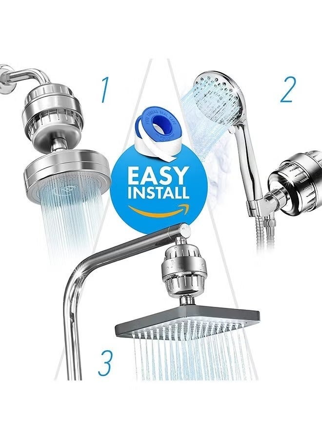 بيوينتي فلتر دش مع كارتريدجين - فلتر لرأس الدش - نظام تنعيم المياه - يزيل الكلور والفلورايد، فلتر رأس الدش للشعر، الأظافر، والبشرة - Image 5