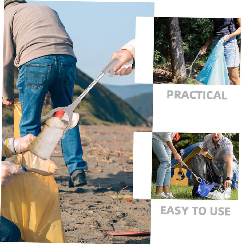 60cm Stainless Steel Trash Picker Grabber Clip, Thickened Outdoor Garbage Grabber Tool for Rubbish Collection and Waste Pickup, - Image 3