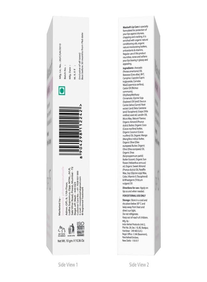 MAXISOFT Lip Care | With Spf 15 | Moisturises And Protects From The Sun| For Women And Men | Chapped Dry Lips | Preservative Free | Petrolatum Free | (Pack Of 2 X 10 Gm), White - Image 2
