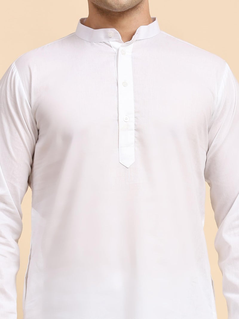 SKAVIJ Men's Cotton Casual Kurta Pajama Set Regular Fit Traditional Dress Yoga Outfit White, Xxl - Image 5