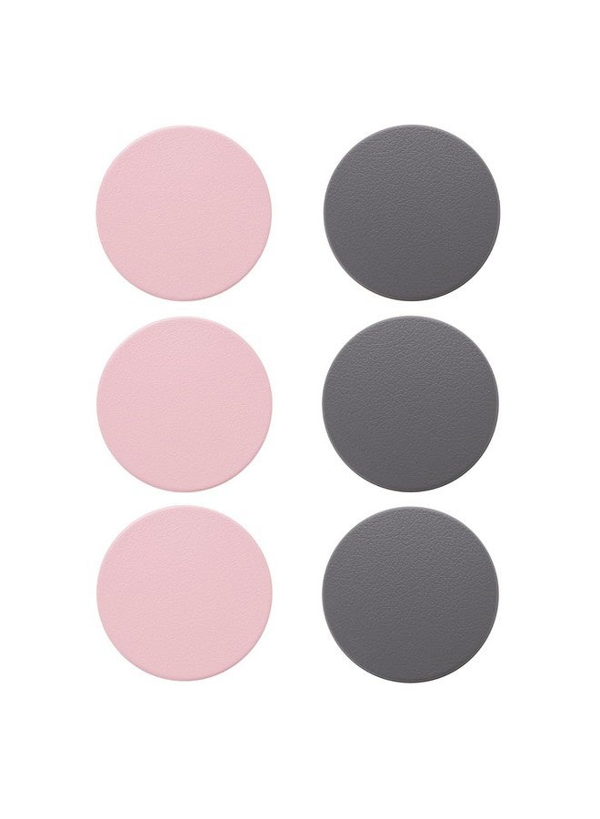 Kuber Industries Kuber Industries 6 Pcs Non-Slip Tea Coaster for Hot Pots - Round Tea Cup & Water Glass Cover Top Lid for Teapoy & Dining Table - Grey & Pink  - Image 2