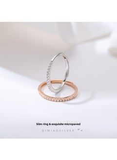 925 Sterling Silver Pave Diamond Womens Ring Rose Gold