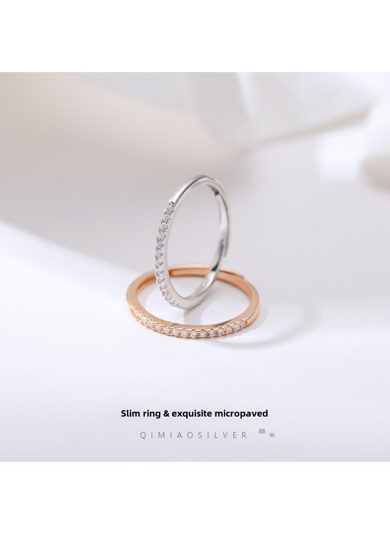 Generic - 925 Sterling Silver Pave Diamond Womens Ring Rose Gold - Image 1