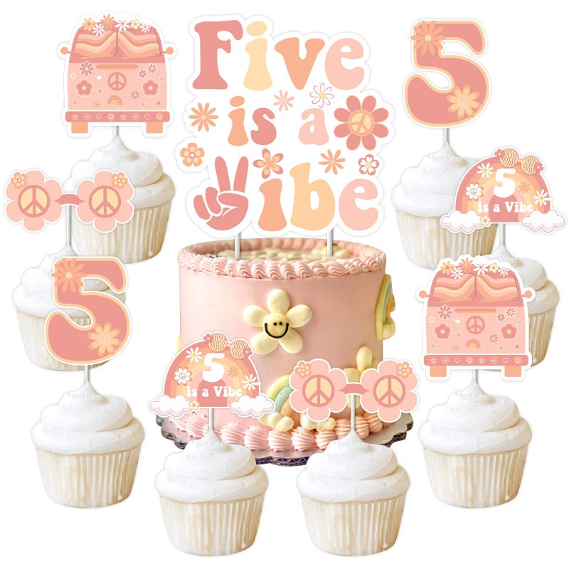 Balterever Five is a Vibe Groovy 5th Birthday Party Decorations for Hippie Party Supplies - Image 3
