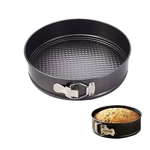 Wishome Round Springform Teflon Coated Carbon Steel Non-Stick Lockable Cake Baking Mould for Microwave Oven OTG Dishwasher Freezer Safe - (D18x6.3cm),Black - Image 1