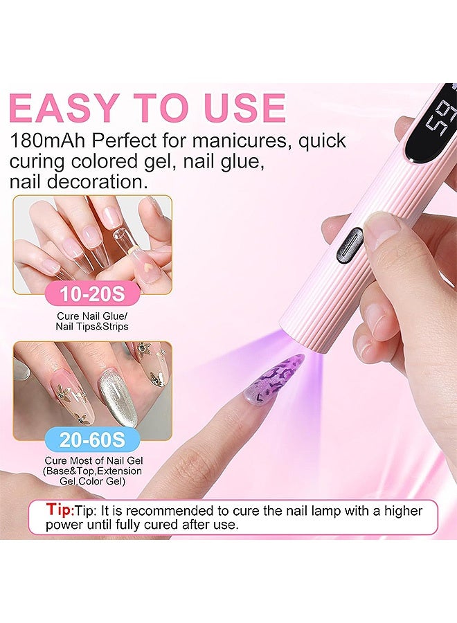 جي دي مصباح الأشعة فوق البنفسجية المحمول للأظافر الجل - مصباح أظافر لاسلكي صغير الحجم - مصباح طلاء أظافر سريع الجفاف لجميع أنواع الجل، غراء أحجار الراين، تزيين الأظافر بنفسك في المنزل أو الصالون أو أثناء السفر (وردي فاتح) - Image 4
