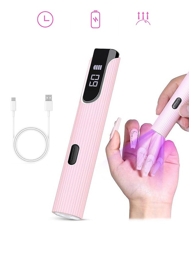 جي دي مصباح الأشعة فوق البنفسجية المحمول للأظافر الجل - مصباح أظافر لاسلكي صغير الحجم - مصباح طلاء أظافر سريع الجفاف لجميع أنواع الجل، غراء أحجار الراين، تزيين الأظافر بنفسك في المنزل أو الصالون أو أثناء السفر (وردي فاتح) - Image 1
