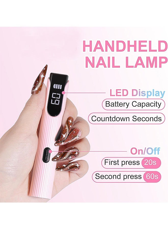 جي دي مصباح الأشعة فوق البنفسجية المحمول للأظافر الجل - مصباح أظافر لاسلكي صغير الحجم - مصباح طلاء أظافر سريع الجفاف لجميع أنواع الجل، غراء أحجار الراين، تزيين الأظافر بنفسك في المنزل أو الصالون أو أثناء السفر (وردي فاتح) - Image 2