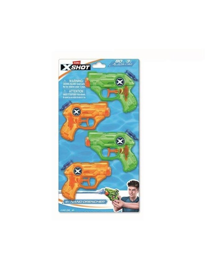 X-Shot Nano Drencher Water Gun Set (Pack Of 4) - Image 1