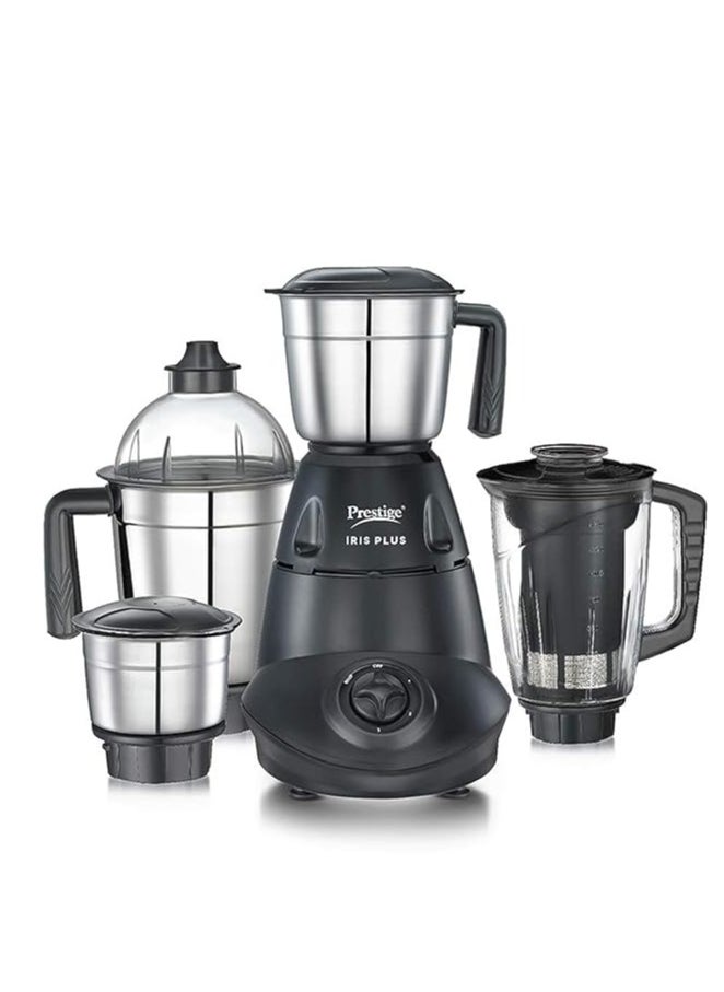 PRESTIGE - Prestige Iris Plus 750 W Mixer Grinder With 4 Jars (3 Stainless Steel Jars+ 1 Juicer Jar) 4 Super Efficient Stainless Blades 2 Years Warranty Black, 750 watts - Image 1