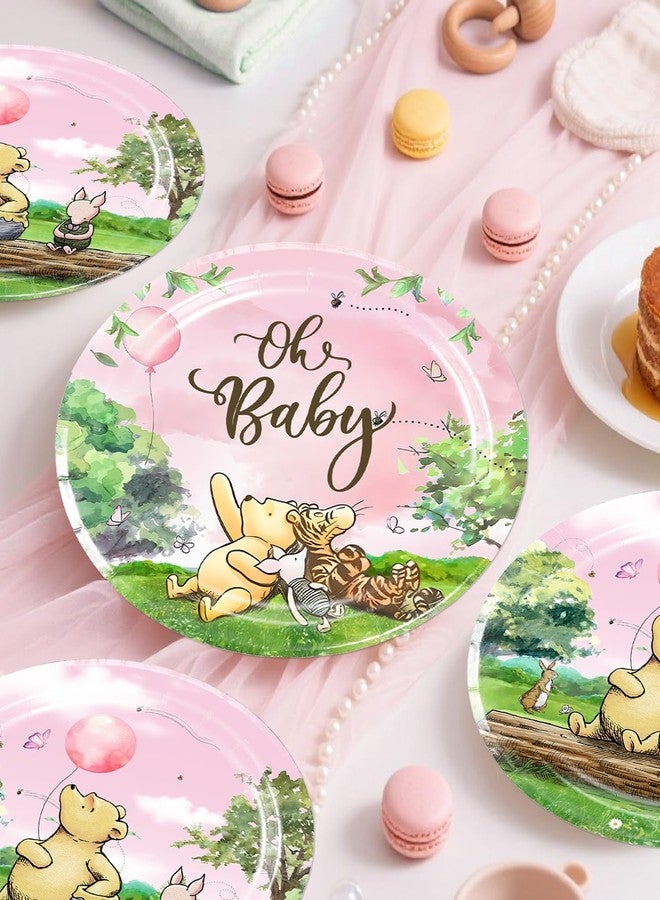 cocomigo 266PCS Pink Winnie Baby Shower Decorations Set, All-in-One Party Supplies Pack with 20 Plates, Classic Winnie Cupcake Stand, Cupcake Toppers Backdrop for Baby Shower Themes Girls - Image 3