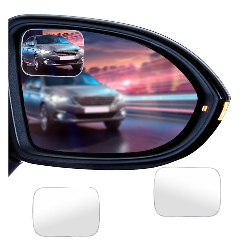 LHDOS 2PCS Blind Spot Car Mirror HD Glass Rotate Adjustable Car Side Mirror Rectangular Frameless Wideangle Blind Spot Mirror Universal Convex Rear View Mirror for Car SUV Truck Rectangular - Image 3