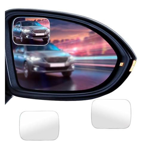 LHDOS 2PCS Blind Spot Car Mirror HD Glass Rotate Adjustable Car Side Mirror Rectangular Frameless Wideangle Blind Spot Mirror Universal Convex Rear View Mirror for Car SUV Truck Rectangular - Image 1