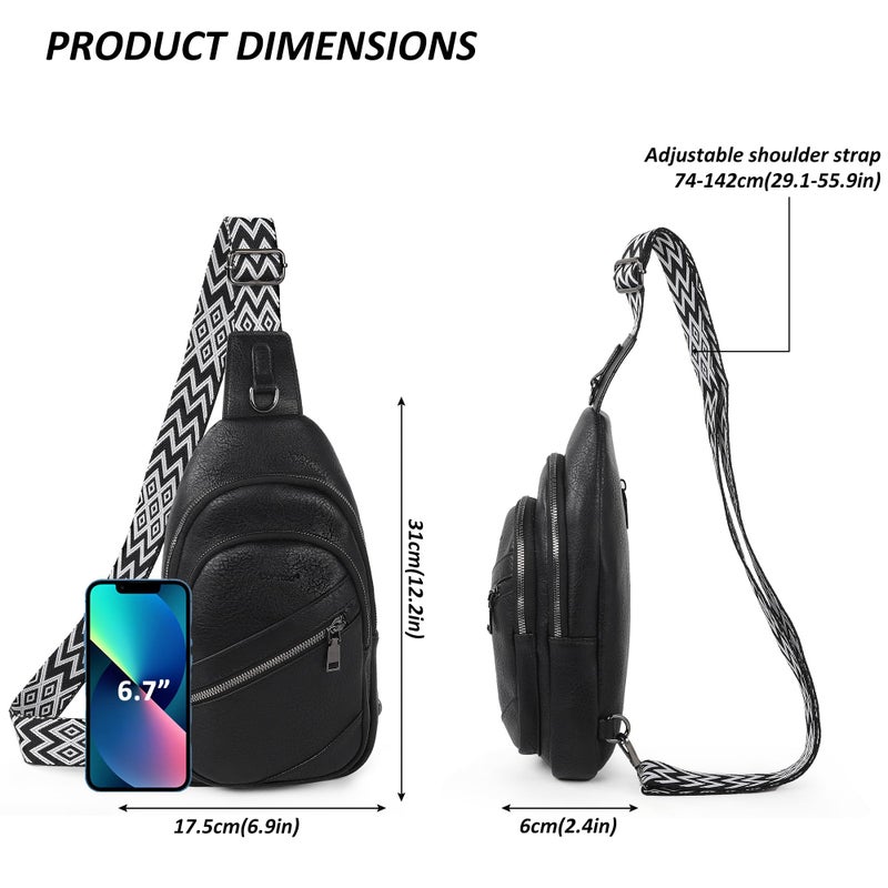 TANTOMI Sling Bag Crossbody Bags for Women Leather Cross Body Bag Trendy Fanny Pack Chest Travel Purse with Adjustable Strap - Image 3