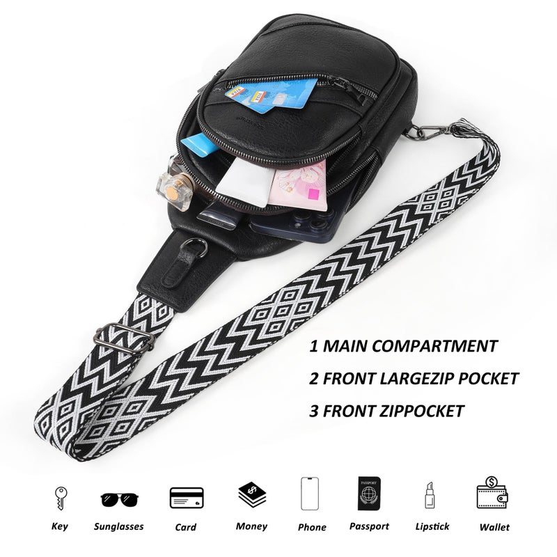 TANTOMI Sling Bag Crossbody Bags for Women Leather Cross Body Bag Trendy Fanny Pack Chest Travel Purse with Adjustable Strap - Image 4