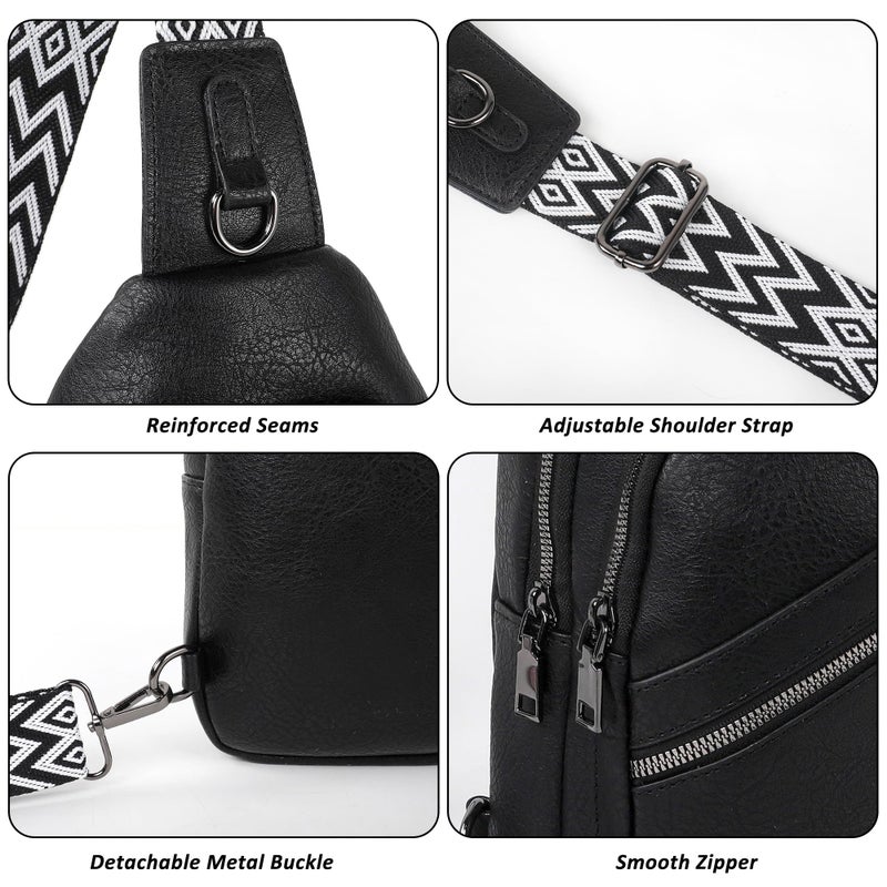 TANTOMI Sling Bag Crossbody Bags for Women Leather Cross Body Bag Trendy Fanny Pack Chest Travel Purse with Adjustable Strap - Image 5