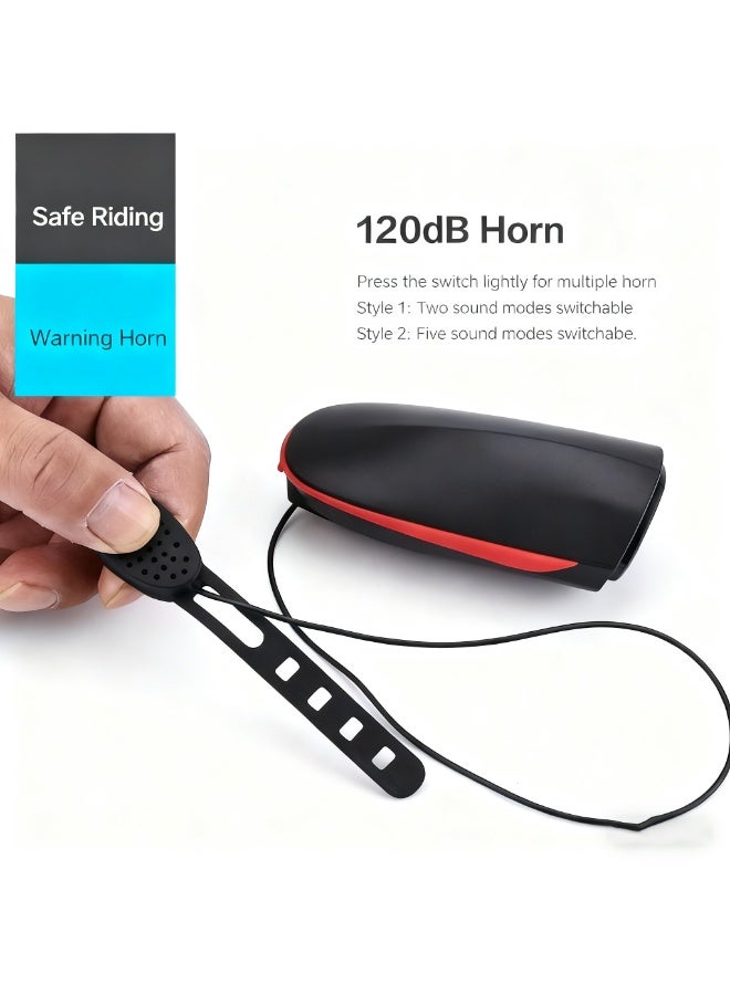 ضوء ركوب الدراجة ليلاً للإضاءة والتنبيه، ضوء دراجة، مزود بضوء دراجة وجرس، ضوء دراجة قابل لإعادة الشحن عبر USB، مناسب لركوب الدراجة ليلاً، ضوء دراجة مقاوم للماء - Image 4