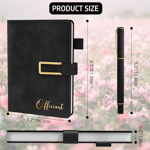 Mousbull Wedding Officiant Book with Pen, 200 Pages A5 Lined Leather Wedding Journal Notebook, Pastor Ministers Sermon Officiant Gifts for Wedding Day Ceremony Proposal- Black - Image 3