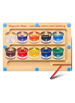 Generic Magnetic Color and Number Maze - Montessori Board Toys for Kids Age 3+ reschooler Educational Counting Matching Wooden Activity Board Fine Motor Skills Learning Activity Development Boys Girls  - Image 1