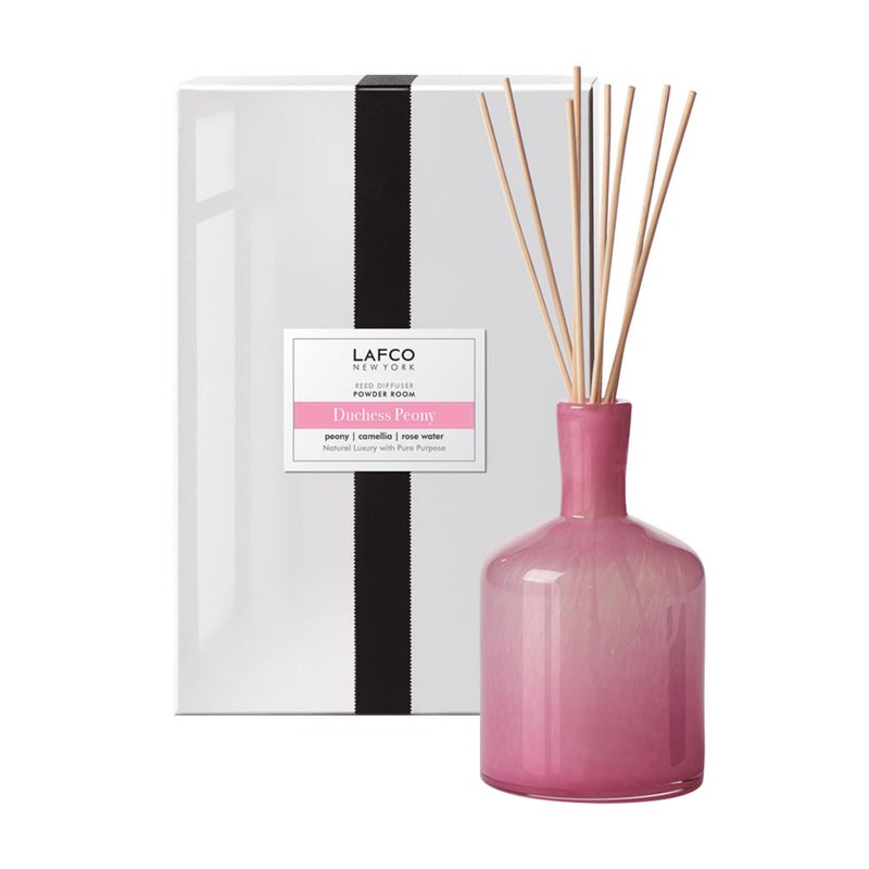 LAFCO New York Signature Reed Diffuser Duchess Peony 15 oz Up to 9 Months Fragrance Life Reusable Hand Blown Glass Vessel Natural Wood Reeds Made in The USA