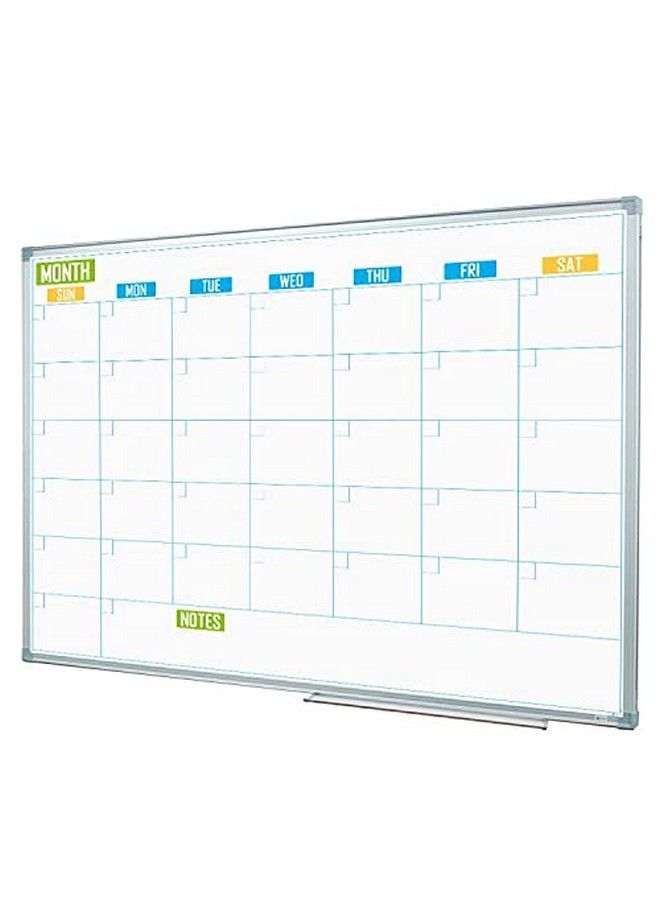 Lockways Dry Erase Calendar Whiteboard White Board Calendar Monthly 36" X 24" Wallmounted Aluminum Framed Calendar Board - Image 1