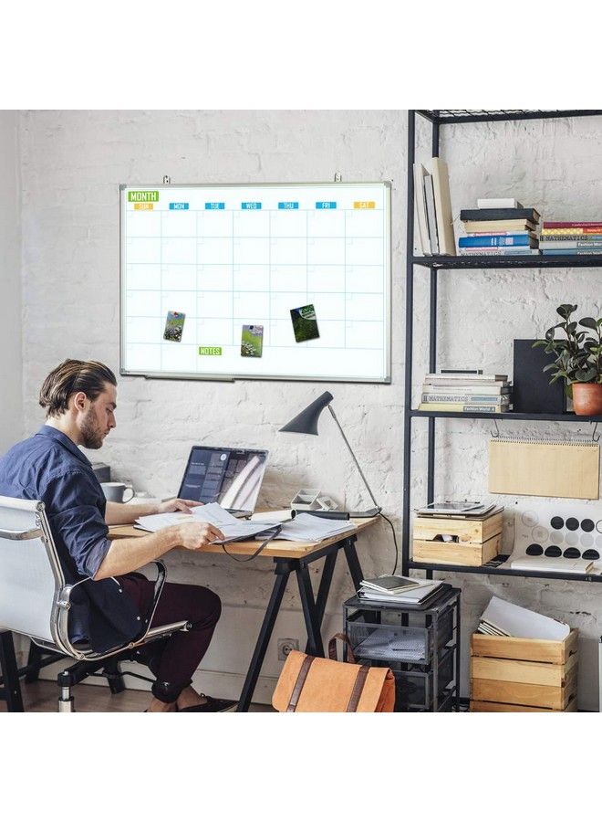 Lockways Dry Erase Calendar Whiteboard White Board Calendar Monthly 36" X 24" Wallmounted Aluminum Framed Calendar Board - Image 3