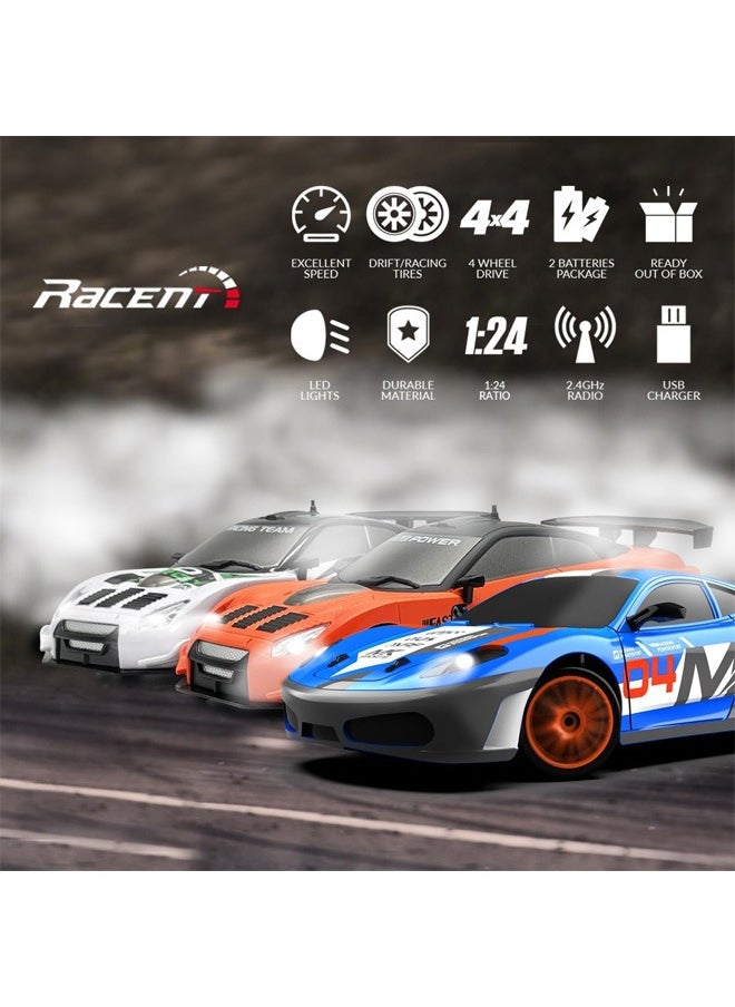 Taizz Ventures 1:24 Scale RC Drift Car, 10MPH 4WD Remote Control Car with LED Light, Racing and Drifting Wheels, 2 Rechargeable Batteries, Toy for Boys, Girls, Kids - Green  - Image 5