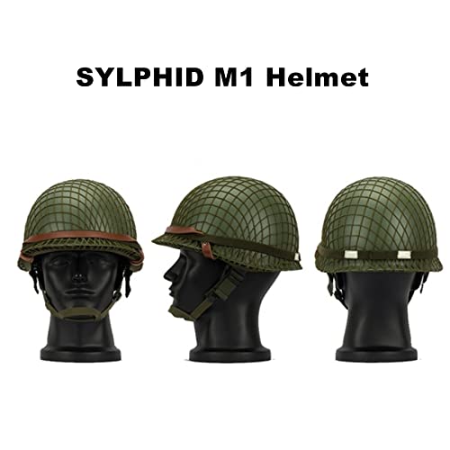 SYLPHID Outdoor Green WW2 US M1 Helmet Steel Field with Net Cover cat Eye Belt - Image 4