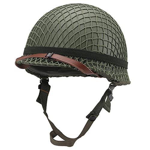 SYLPHID Outdoor Green WW2 US M1 Helmet Steel Field with Net Cover cat Eye Belt - Image 1